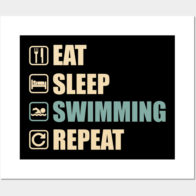 Eat Sleep Swimming Repeat - Funny Swimming Lovers Gift Wall Art by DnB